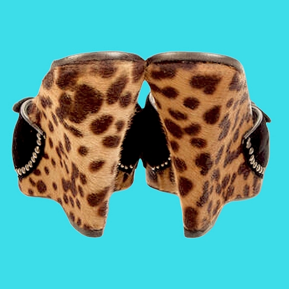 PRADA ✴️Animal Print/Calf Hair/Pony ✴️Platform Wedge Sandals/Slides Orig $675 - Picture 4 of 14